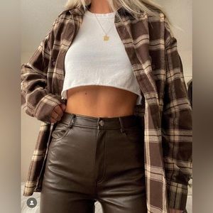 Brown plaid flannel